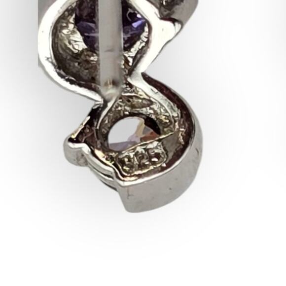Amethyst Light Purple CZ Wave Hoop Stud Earrings | Sterling Silver 925 - Picture 7 of 8